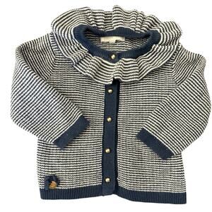 Lemonada Girls Navy White Ruffle Cardigan Gold Buttons Designer  9 Mo.